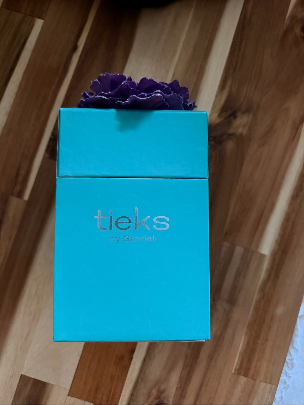 Tieks Turquoise Gift Box with Purple Flower Accent